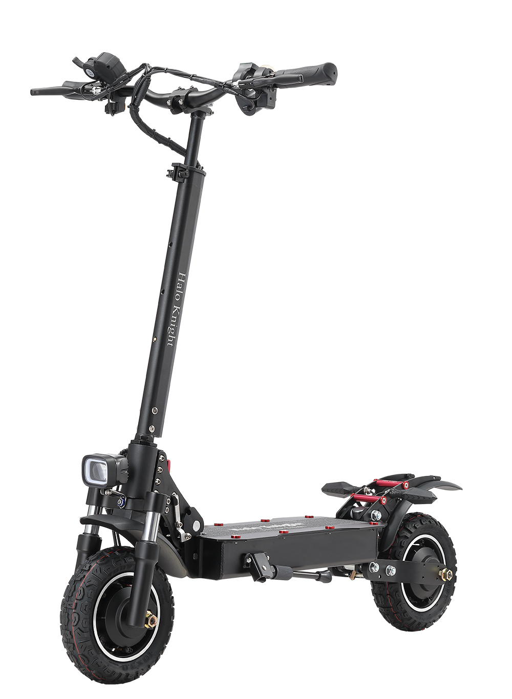 Halo Knight T104 Trottinette électrique, Pneus tout-terrain 10 pouces, Moteur 1000W*2, Vitesse maximale 65km/h, Télécommande, Batterie 52V 21Ah, Autonomie 45km - Noir