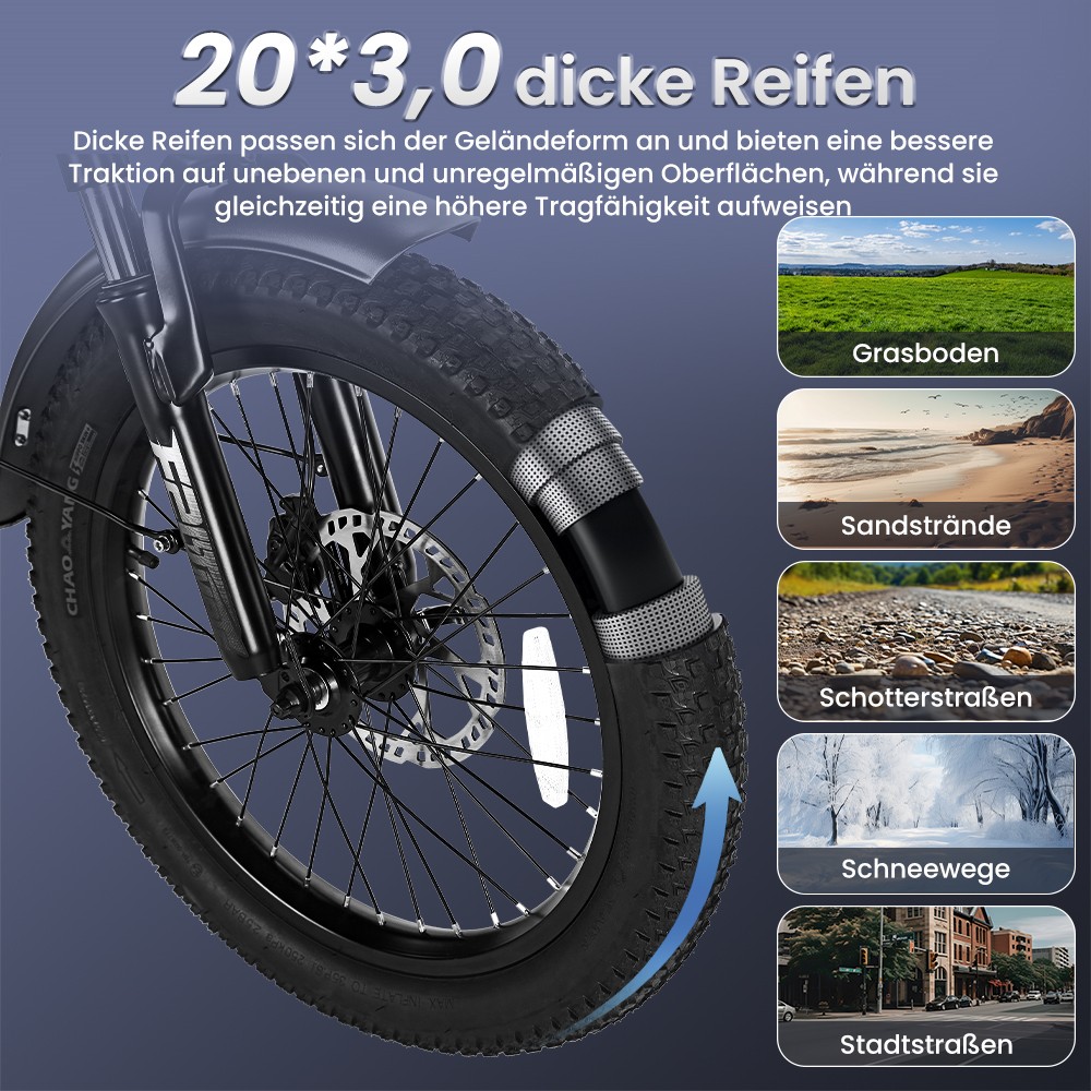 FAFREES F20 Mate Elektrisches Dreirad, bürstenloser 500-W-Motor, 48-V/18,2-Ah-Akku, 20 x 3,0 Zoll große dicke Reifen, Höchstgeschwindigkeit 25 km/h, maximale Reichweite 110 km, hydraulische Scheibenbremsen – Grau
