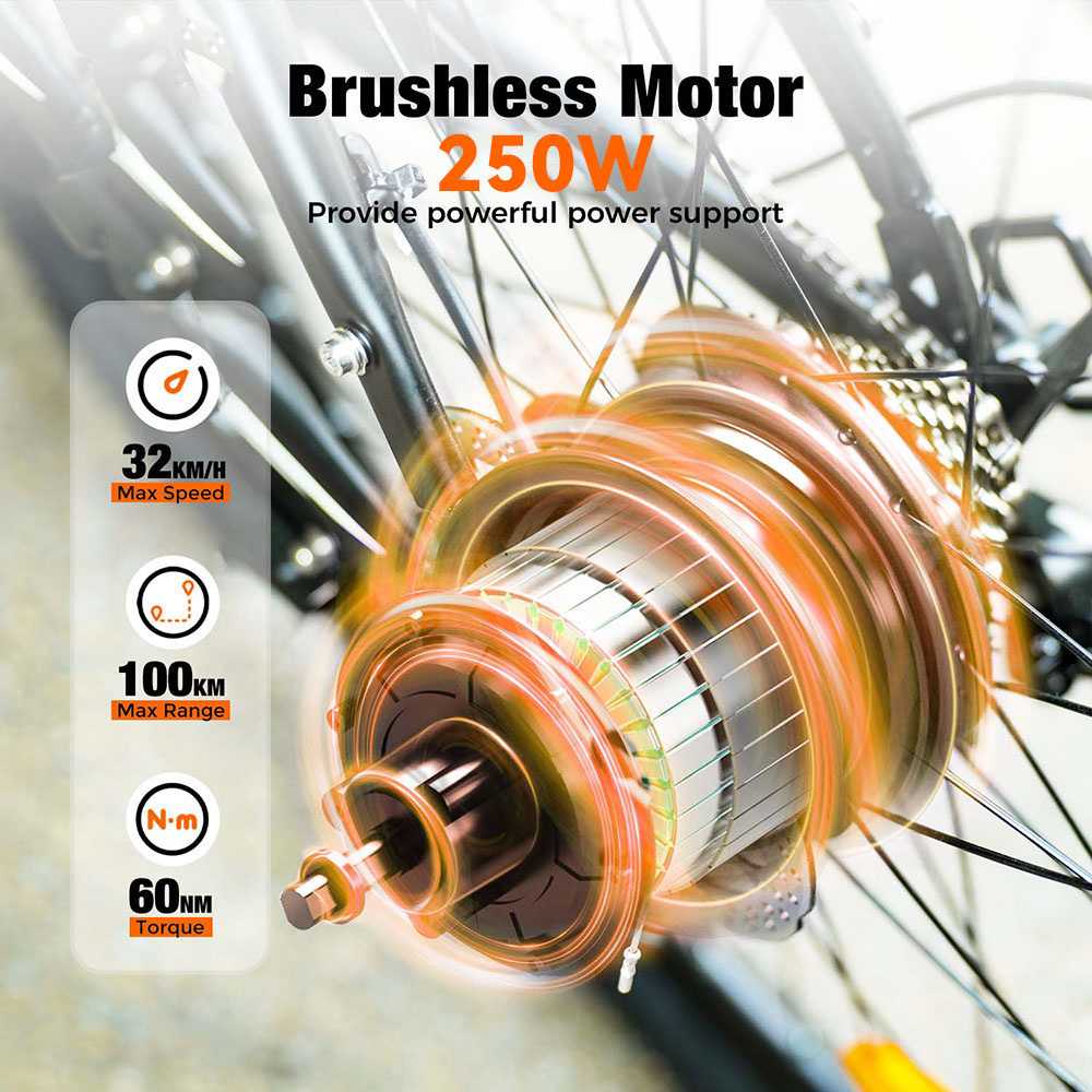 EB3 Electric Bike 26-inch Electric MTB Bike 500W Motor, 36V 10.4Ah Battery, 25km/h Shimano 7 Gear, 100km Range, Shock Absorber, Smart LCD Display load 150kg