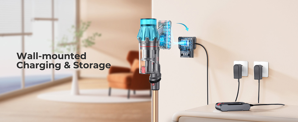 Laresar Ultra 7 Cordless Stick Vacuum, 550W/45kPa Powerful Suction, Touch Screen, Up to 60 Mins Runtime, with Touchscreen and Anti-Tangle Brush for All Types of Hard Floors