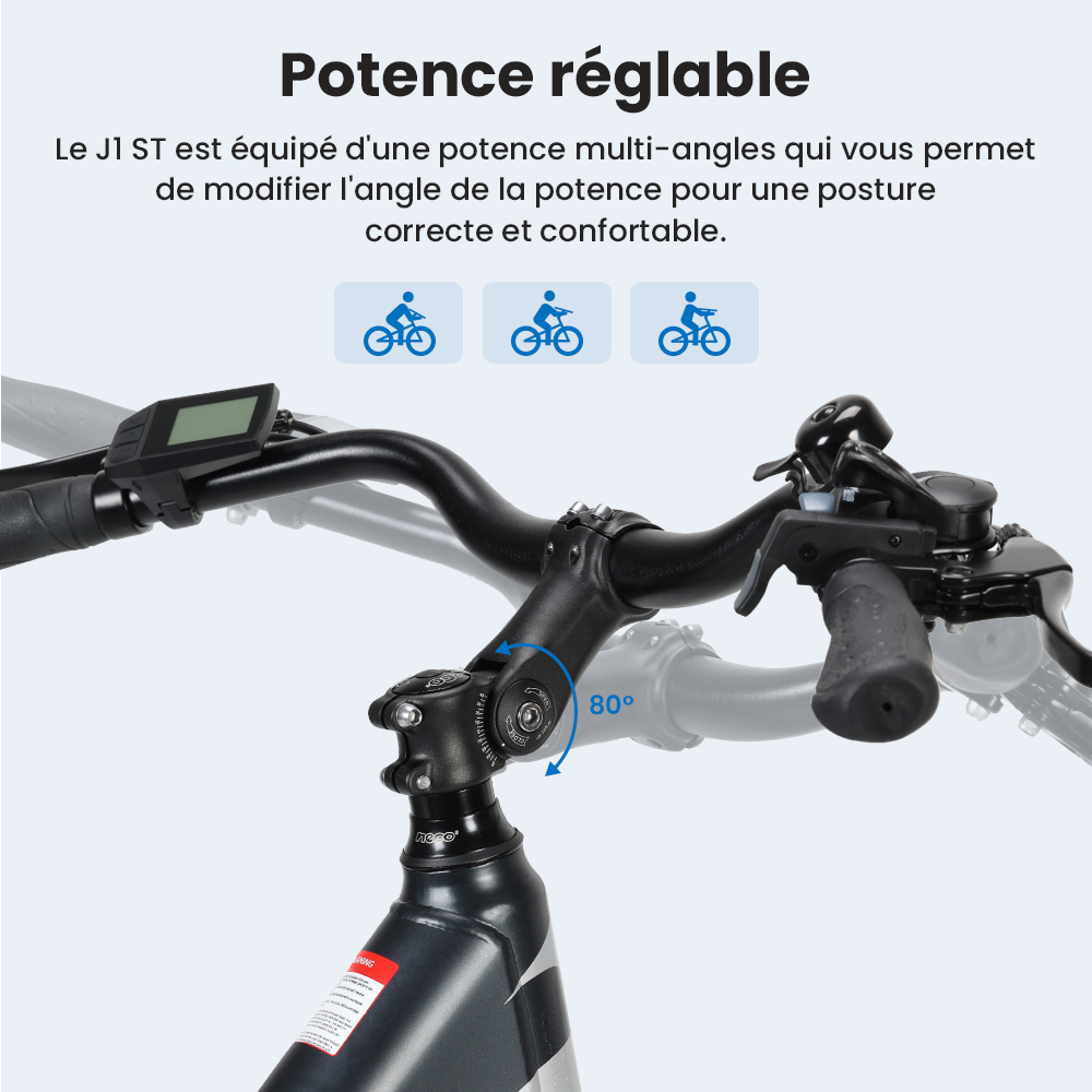Touroll J1 ST Vélo de randonnée, 27,5 pouces, avec moteur 250 W, batterie 36 V 15,6 Ah, autonomie maximale de 100 km, écran LCD 1,8
