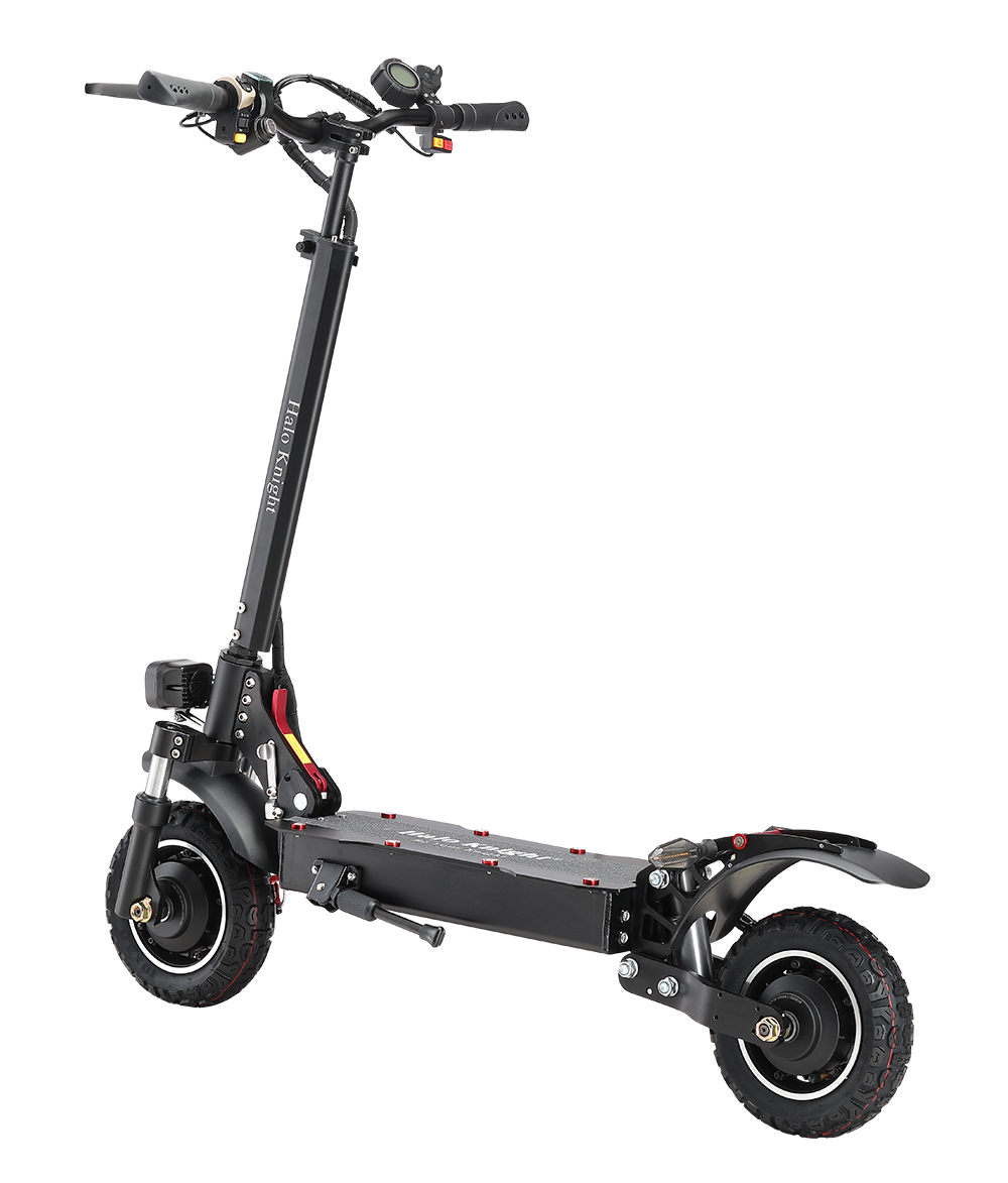 Halo Knight T104 Trottinette électrique, Pneus tout-terrain 10 pouces, Moteur 1000W*2, Vitesse maximale 65km/h, Télécommande, Batterie 52V 21Ah, Autonomie 45km - Noir