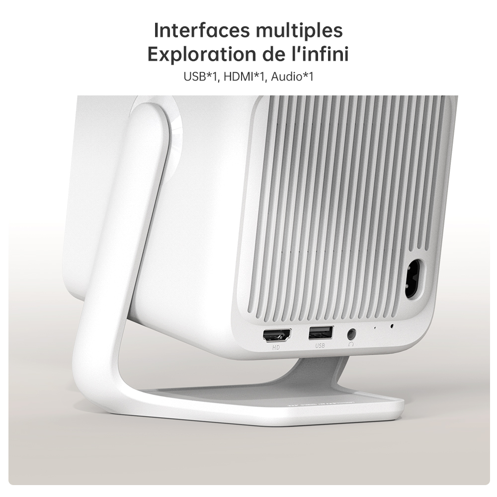 Projecteur Wanbo T2 Ultra, Android TV 11, 500 ANSI, 1080P natif, support rotatif à 120°, mise au point automatique et correction trapézoïdale, WiFi double bande, haut-parleur 2*5W