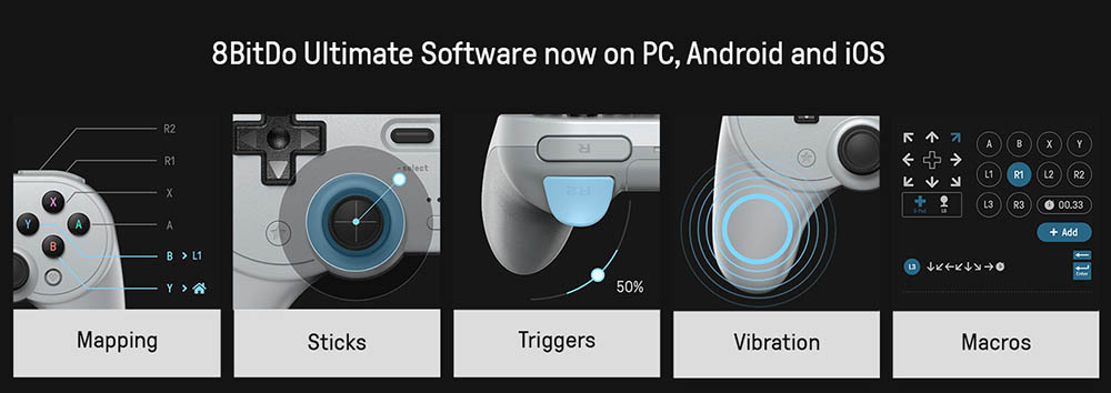 8BitDo Pro 2 Bluetooth Gaming Controller, Hall Effect Joystick, Compatible with Switch, PC, Android, Steam Deck, Apple & Raspberry Pi - Black