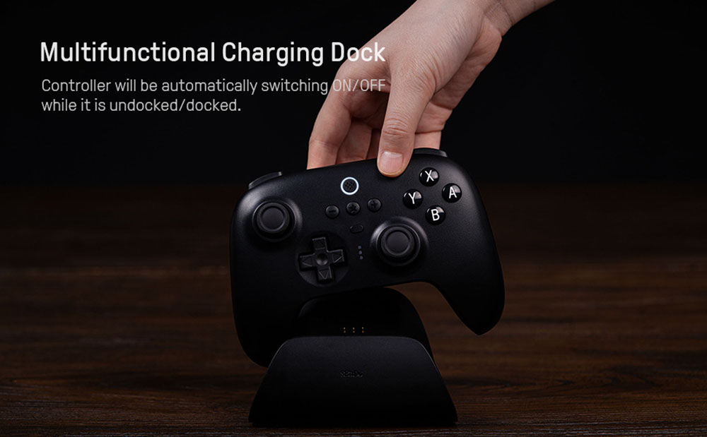 8Bitdo Ultimate Gaming Controller with Charging Dock, Hall Effect Sensing Joystick, Compatible with Switch, Windows & Steam Deck - Black