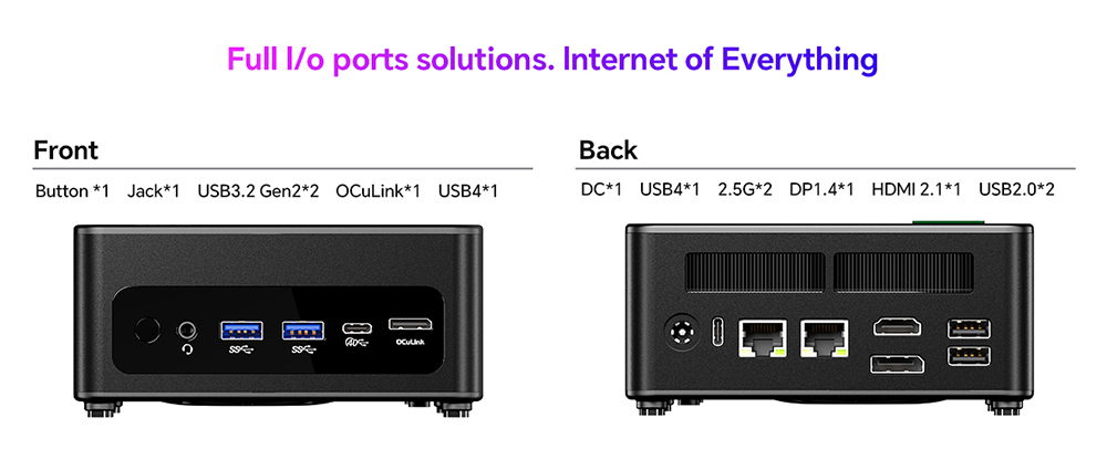 AOOSTAR GEM12+ Pro Mini PC with Display, Fingerprint Unlock, AMD Ryzen 7 Pro 8845HS 8 Core Max 5.1GHz, 16GB RAM 512GB SSD, HDMI2.1 + DP1.4+ USB4 + Type-C 4K Four Screen Display, WiFi6 Bluetooth5.2, 2*2.5G LAN, 2*USB3.2, 2*USB2.0, 1*Oculink - EU Plug