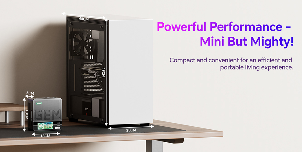 AOOSTAR GEM12+ Pro Mini PC with Display, Fingerprint Unlock, AMD Ryzen 7 Pro 8845HS 8 Core Max 5.1GHz, 16GB RAM 512GB SSD, HDMI2.1 + DP1.4+ USB4 + Type-C 4K Four Screen Display, WiFi6 Bluetooth5.2, 2*2.5G LAN, 2*USB3.2, 2*USB2.0, 1*Oculink - EU Plug