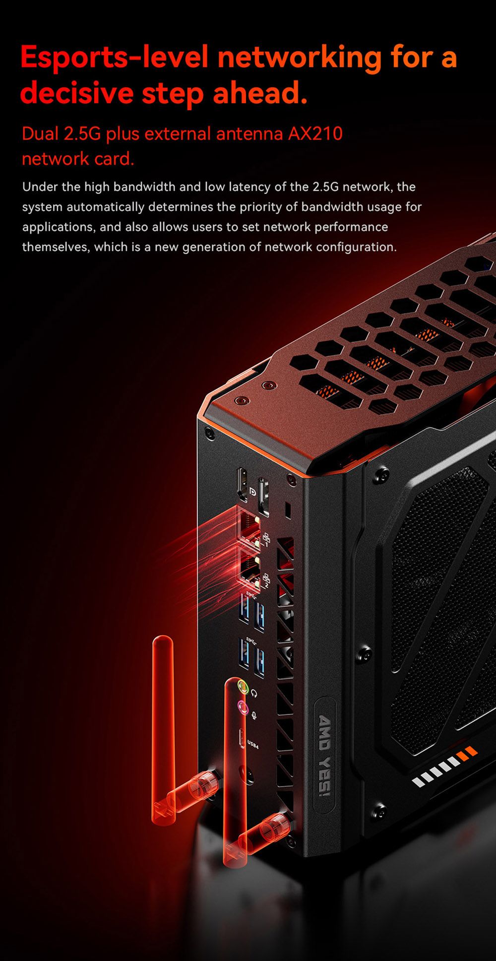 AOOSTAR GODX Gaming Mini PC with Discrete GPU, AMD Ryzen 9 6900HX CPU 8 Core 4.9GHz, AMD Radeon RX 6600LE GPU 8GB 128bit, 64GB RAM 2TB SSD, WiFi6, 2*2.5G LAN, 5*USB3.2, 1*USB4, 1*Type-C, 1*DP, 1*HDMI, 2*Headphone Jack, 2*Microphone Port - EU Plug