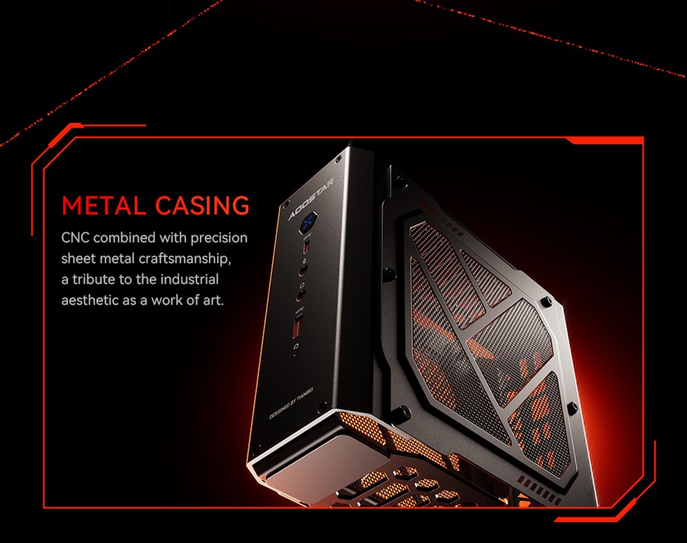 AOOSTAR GODX Gaming Mini PC with Discrete GPU, AMD Ryzen 9 6900HX CPU 8 Core 4.9GHz, AMD Radeon RX 6600LE GPU 8GB 128bit, 64GB RAM 2TB SSD, WiFi6, 2*2.5G LAN, 5*USB3.2, 1*USB4, 1*Type-C, 1*DP, 1*HDMI, 2*Headphone Jack, 2*Microphone Port - EU Plug