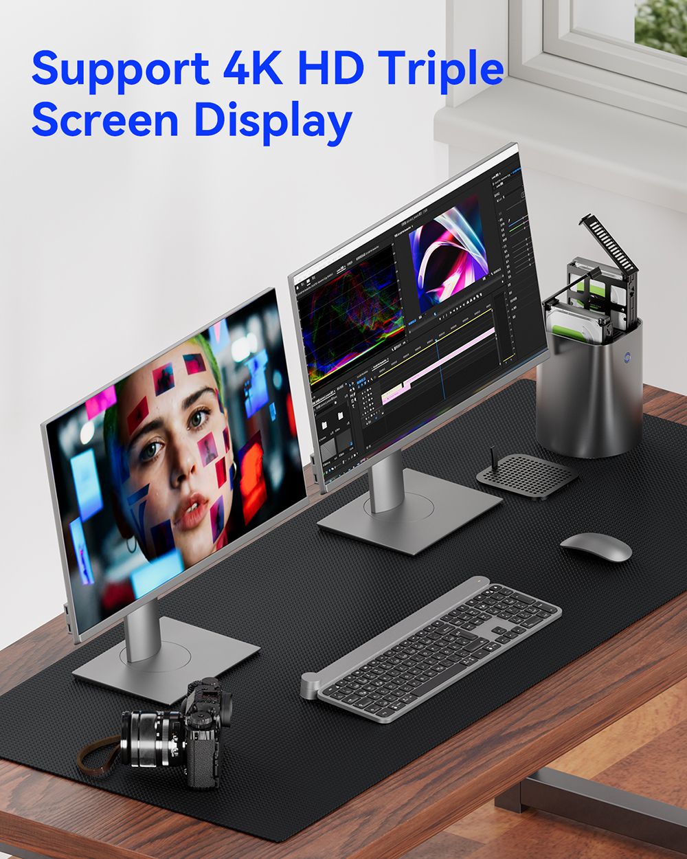 AOOSTAR R1 Mini PC NAS Router, Intel N150 4 Cores Max 3.6GHz, 16GB RAM 512GB SSD, HDMI+DP+Type-C Triple 4K Display, WiFi 6, 2*USB3.0, 2*USB2.0, 2*2.5G LAN, 1*TF Card Slot, 1*3.5mm Audio Jack, Dual-fan Cooling - EU Plug