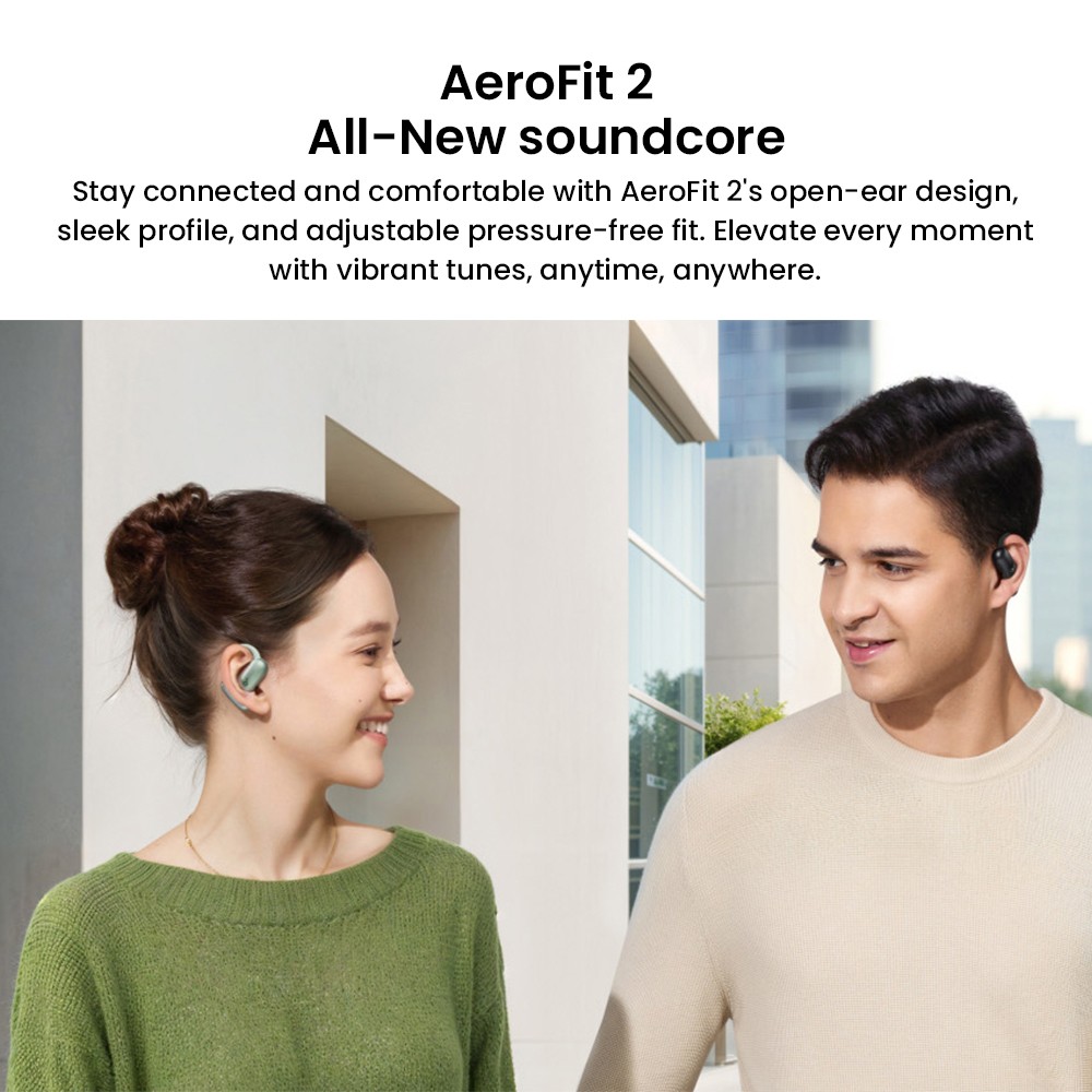 Anker Soundcore AeroFit 2 Open-ear Wireless Earbuds, Adjustable Ear Hooks, Bluetooth 5.4, Hi-Res Wireless Audio - Green