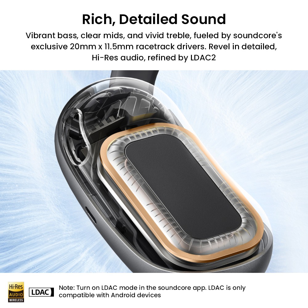 Anker Soundcore AeroFit 2 Open-ear Wireless Earbuds, Adjustable Ear Hooks, Bluetooth 5.4, Hi-Res Wireless Audio - Green