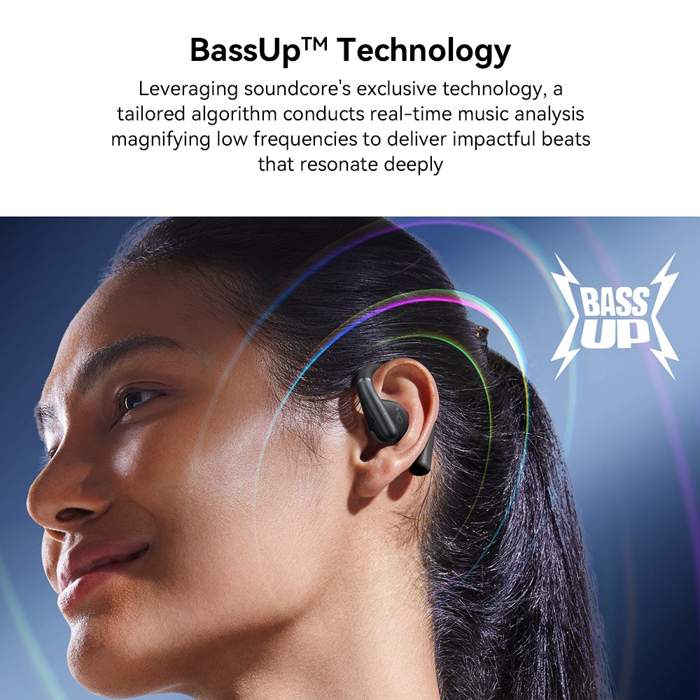 Anker Soundcore AeroFit Open-ear Earbuds, Ergonomic Ear Hook, IPX7 Waterproof, App Control, Up to 42 Hours Playtime - Black