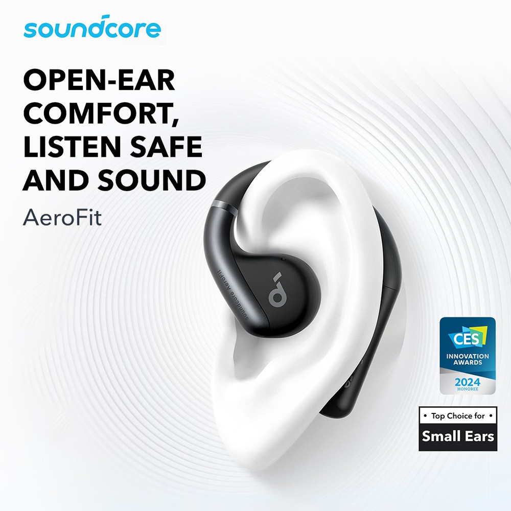 Anker Soundcore AeroFit Open-ear Earbuds, Ergonomic Ear Hook, IPX7 Waterproof, App Control, Up to 42 Hours Playtime - Pink