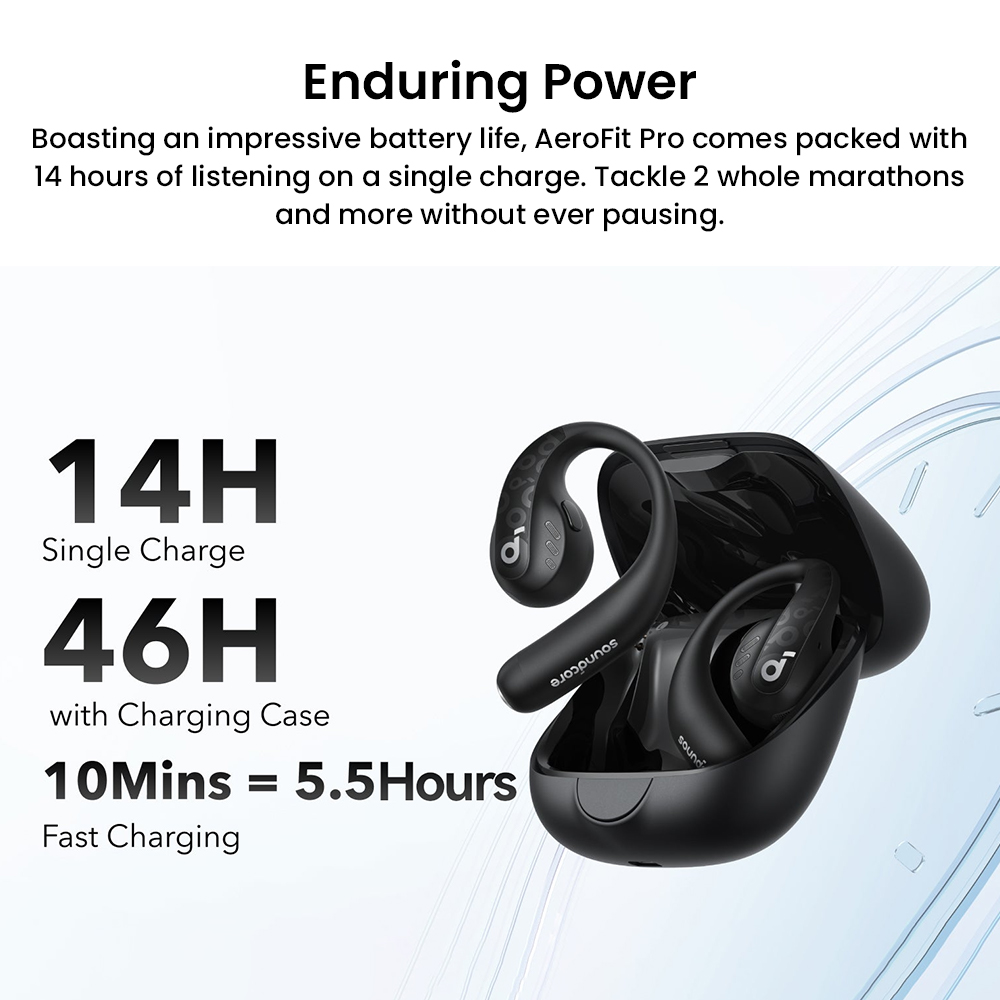Anker Soundcore AeroFit Pro Open-ear Earbuds, Bluetooth 5.3, Up to 46 Hours Playtime - White