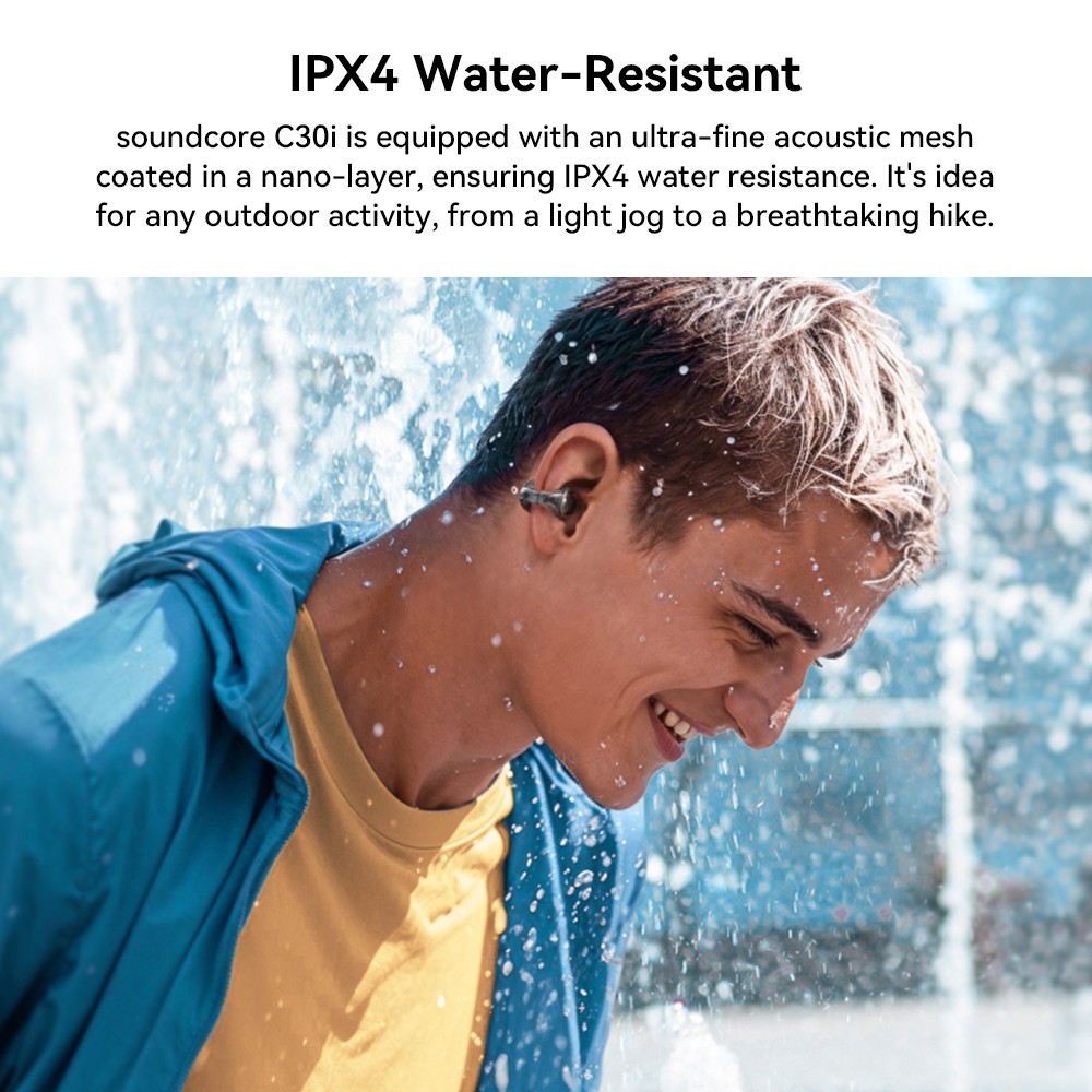 Anker Soundcore C30i Open-ear Clip-on Earbuds, Bluetooth 5.3, IPX4 Water-Resistant, Up to 30 Hours Playtime - Black