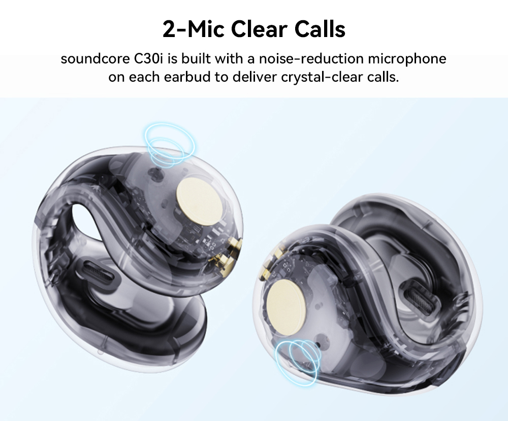 Anker Soundcore C30i Open-ear Clip-on Earbuds, Bluetooth 5.3, IPX4 Water-Resistant, Up to 30 Hours Playtime - Black