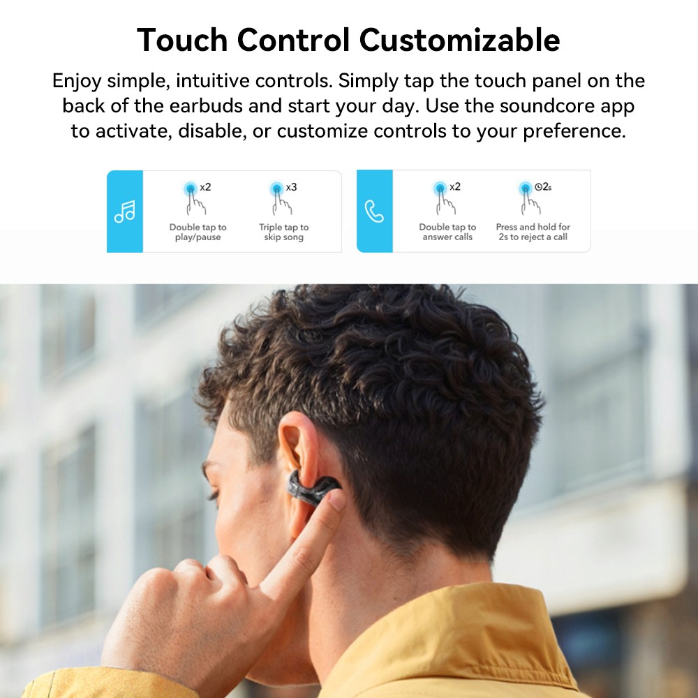 Anker Soundcore C30i Open-ear Clip-on Earbuds, Bluetooth 5.3, IPX4 Water-Resistant, Up to 30 Hours Playtime - Black