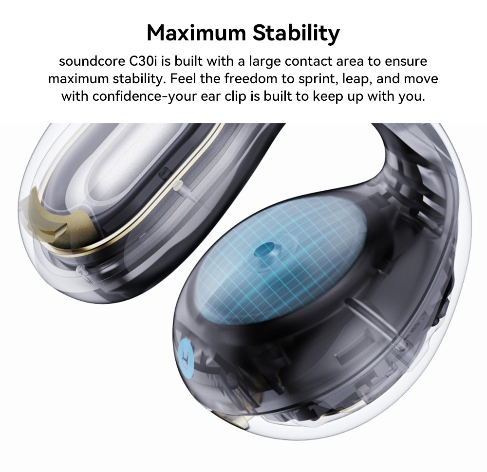 Anker Soundcore C30i Open-ear Clip-on Earbuds, Bluetooth 5.3, IPX4 Water-Resistant, Up to 30 Hours Playtime - Black