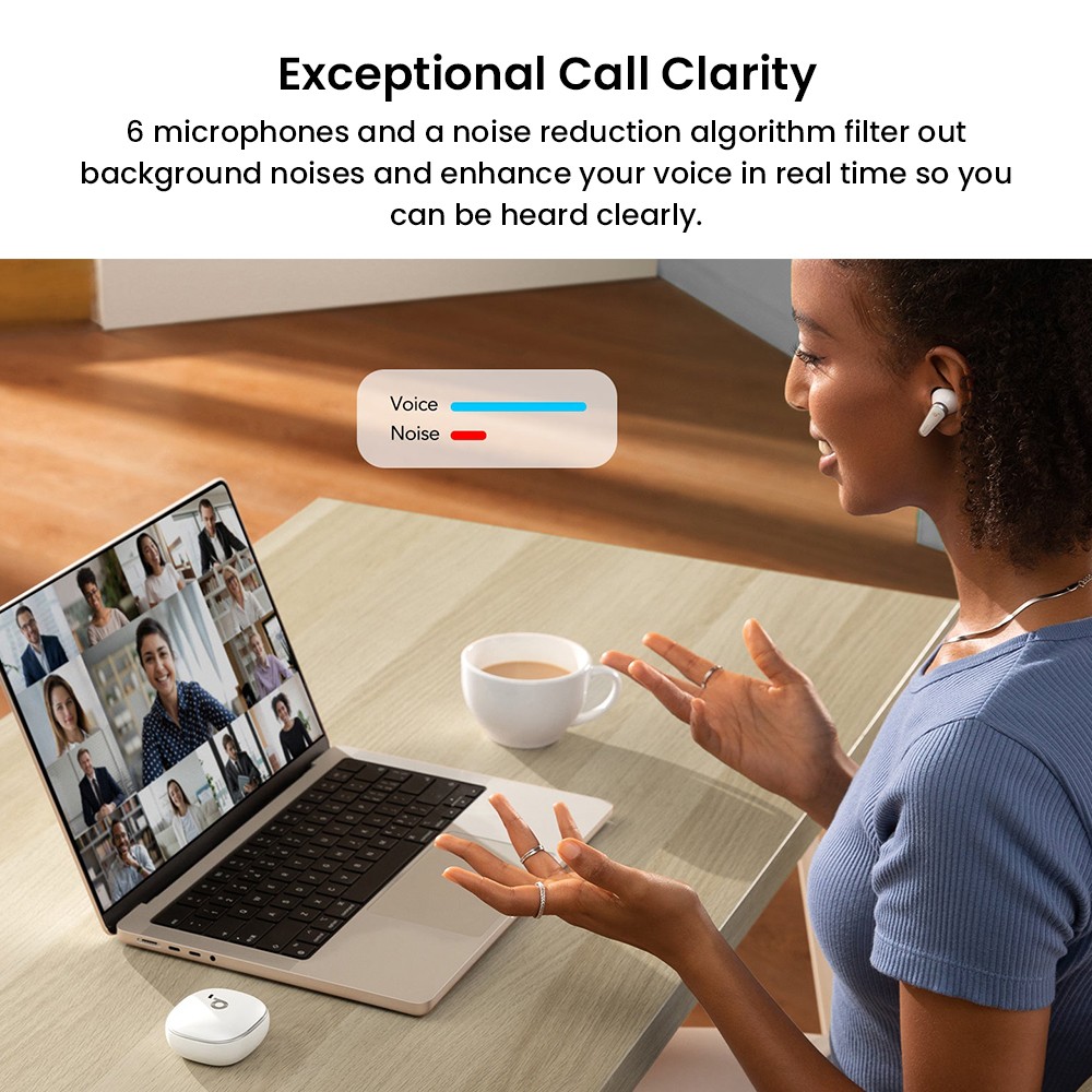 Anker Soundcore Liberty 4 True Wireless ANC Earbuds, Hi-Res Wireless Audio, Spatial Audio with Dual Modes, Heart Rate Sensor - White