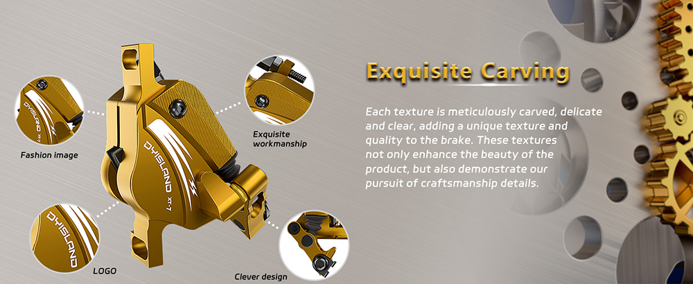 DYISLAND XT-7 Hydraulic Disc Brakes Calipers, Cable Actuated Front & Rear Brake for MTB / Road Bike / Electric Bike - Black