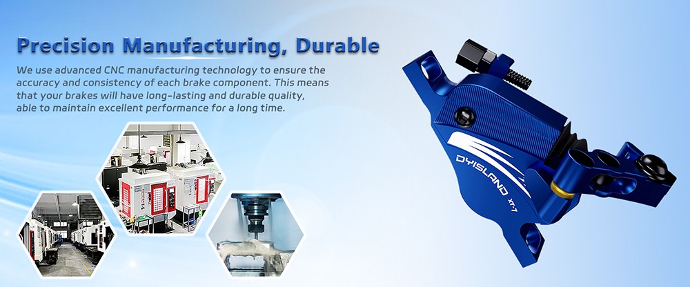 DYISLAND XT-7 Hydraulic Disc Brakes Calipers, Cable Actuated Front & Rear Brake for MTB / Road Bike / Electric Bike - Blue