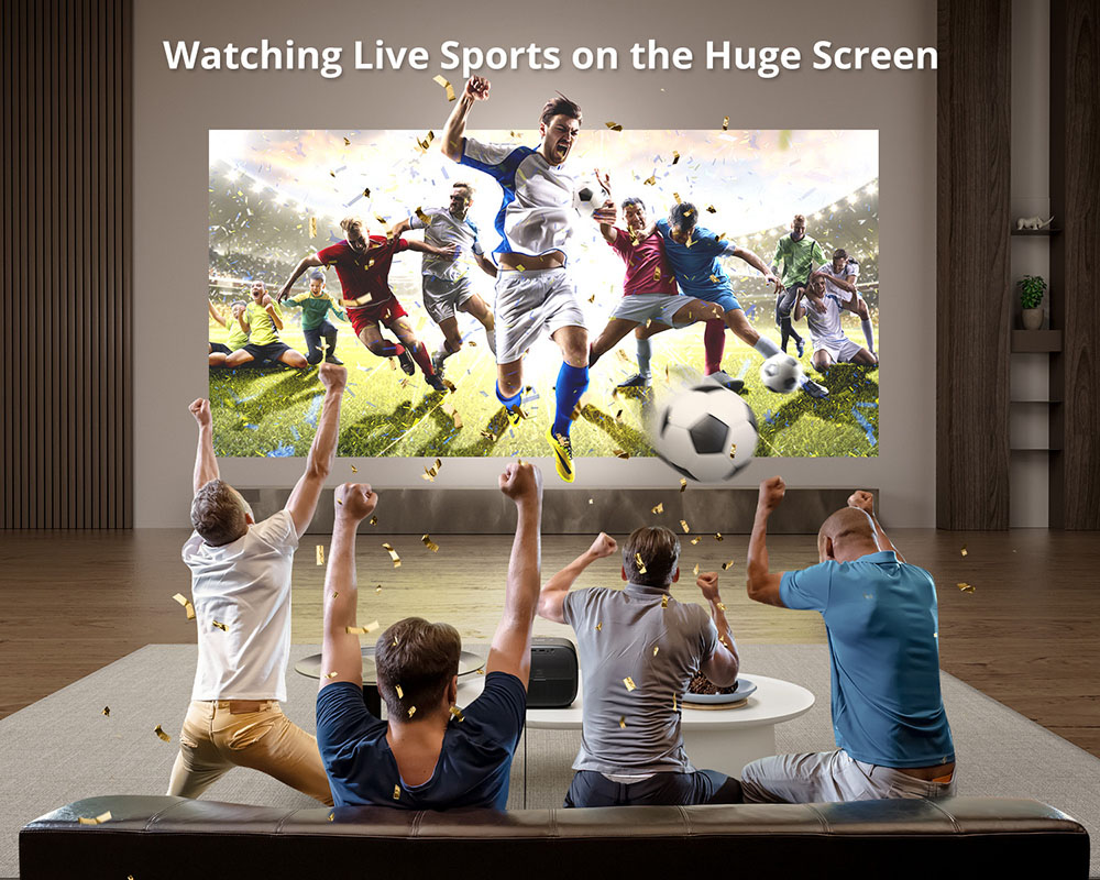 Refurbished ETOE E3 Pro Projector with Android TV, 600 ANSI, Native 1080P, 4K Decoding, Auto Focus & Keystone Correction, Dual-Band WiFi and 20W Audio - EU Plug