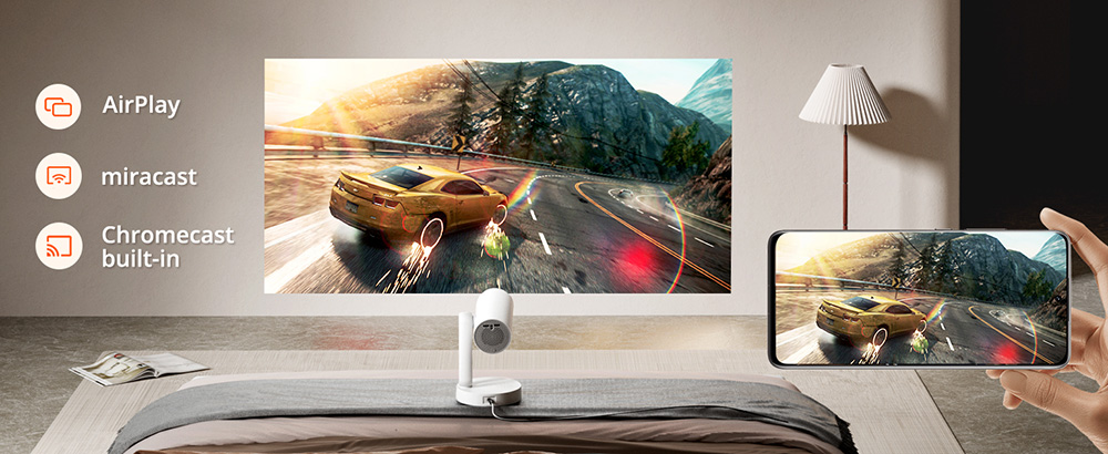 Refurbished ETOE Starfish Projector, Android TV 11.0, Dolby Digital, Touch Night Light, 140° Rotation, 300 ANSI, 4K Decoding, Auto Keystone Correction, Built-in Chromecast, 5W Speaker