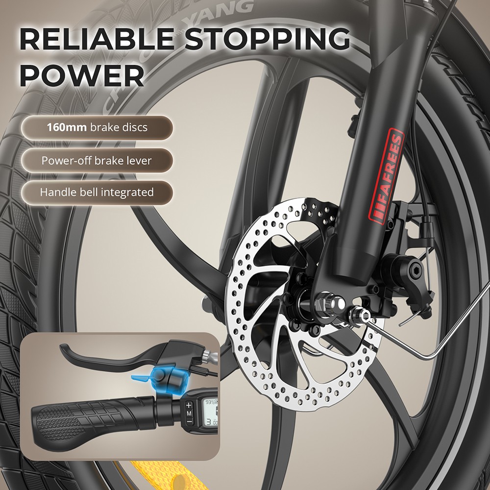 Fafrees F20+ Faltbares Elektrofahrrad, 250-W-Motor, 36-V-20-Ah-Akku, 20 x 3,0-Zoll-Reifen, 25 km/h Höchstgeschwindigkeit, 90 km maximale Reichweite, Scheibenbremsen, Vorderradfederung, Shimano 7-Gang-Schaltung – Schwarz