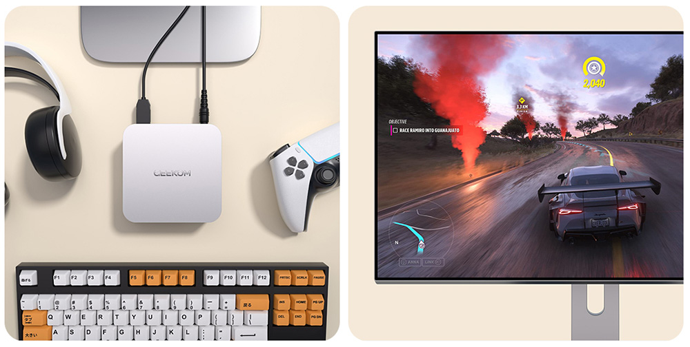 GEEKOM A6 Mini PC, AMD Ryzen 7 6800H 8 Core Max 4.7GHz, 32GB RAM 1TB SSD, 2*HDMI + 2*USB4.0 4K Quad Display, WiFi 6E Bluetooth 5.2, 3*USB3.2 Type-A, 1*USB2.0, 1*SD Card Reader, 1*2.5G RJ45, 1*Headphone Jack