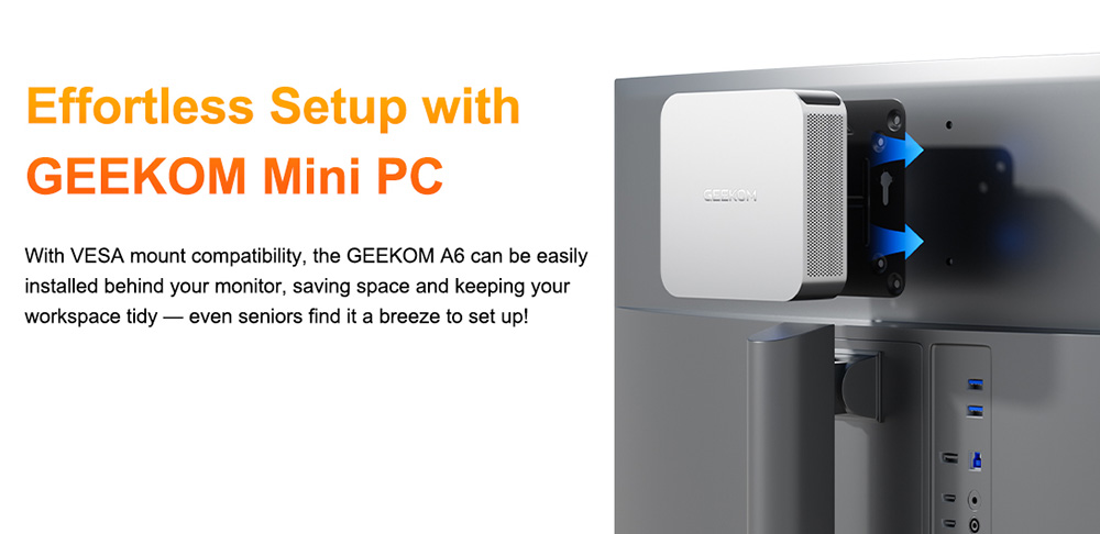 GEEKOM A6 Mini PC, AMD Ryzen 7 6800H 8 Core Max 4.7GHz, 32GB RAM 1TB SSD, 2*HDMI + 2*USB4.0 4K Quad Display, WiFi 6E Bluetooth 5.2, 3*USB3.2 Type-A, 1*USB2.0, 1*SD Card Reader, 1*2.5G RJ45, 1*Headphone Jack