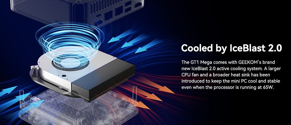 GEEKOM GT1 Mega AI Mini PC, Intel Core Ultra 5-125H 14 Cores Max 4.5GHz, 32GB RAM 1TB SSD, 2*HDMI + 2*USB 4.0 Four Screen Display, WiFi 7 Bluetooth 5.4, 5*USB3.2 Type-A, 1*USB2.0, 2*2.5Gbps RJ45, 1*SD Card Slot, 1*Headset Jack - UK Plug