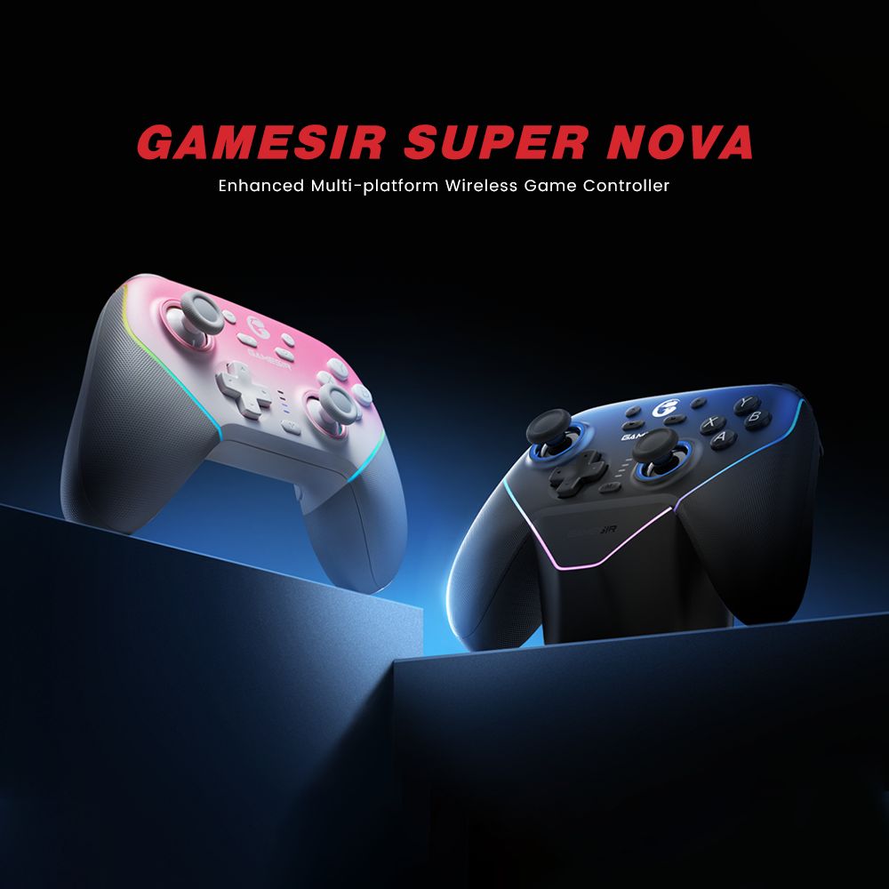 GameSir Super Nova Gaming Controller, Hall Effect Stick & Trigger, Detachable Faceplate, RGB Lighting, Compatible with PC / Android / iOS / Switch - Pink