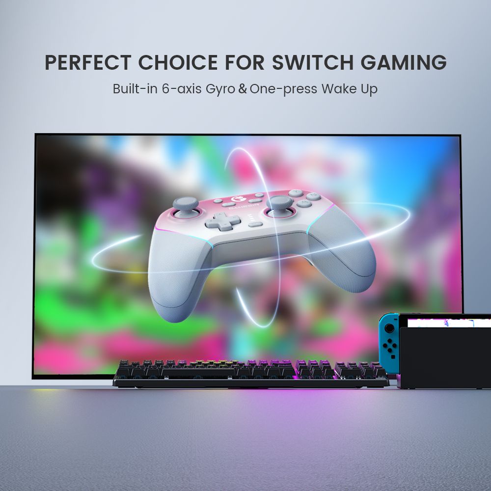 GameSir Super Nova Gaming Controller, Hall Effect Stick & Trigger, Detachable Faceplate, RGB Lighting, Compatible with PC / Android / iOS / Switch - Pink