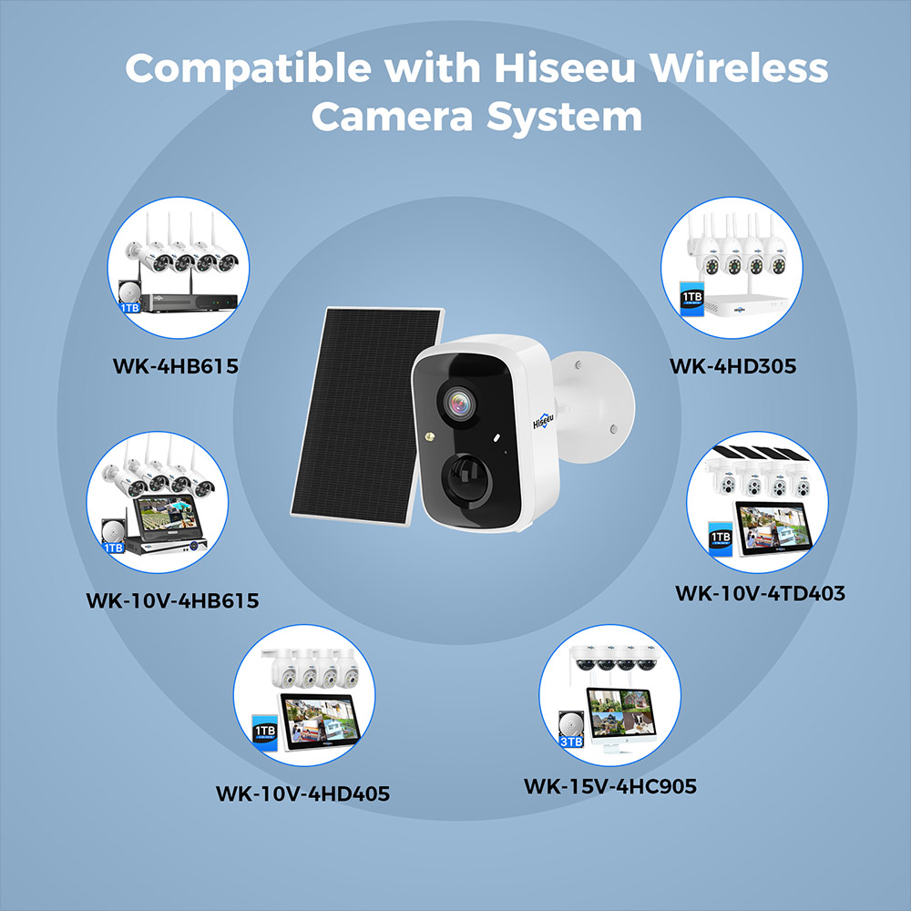 Hiseeu C90 WiFi Security Camera with Solar Panel, 4MP HD Video, Full Color Night Vision, Human Detection, SD/Cloud Storage, IP66 Waterproof, Alexa Compatible