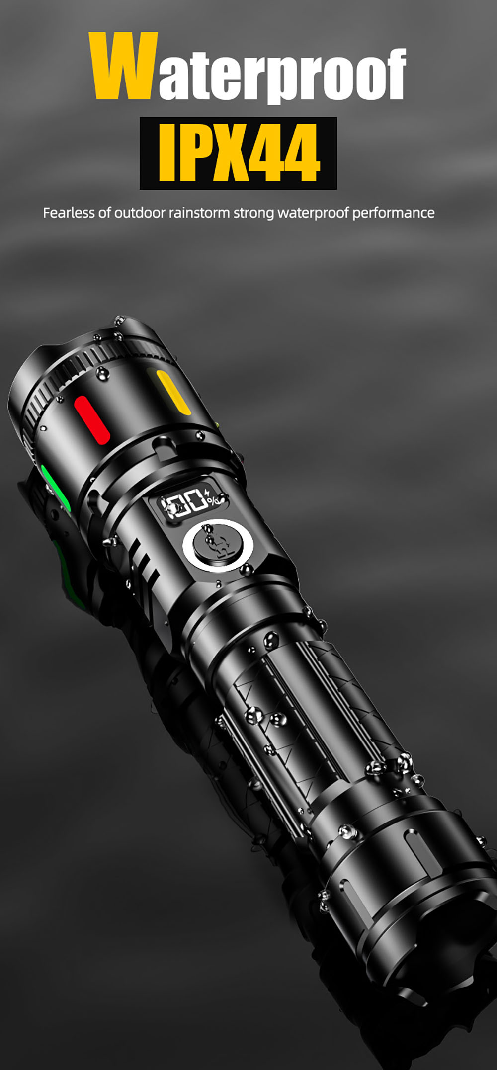 M156 1000 Lumen Rechargeable LED Flashlight, White Laser, IPX4 Waterproof, Zoomable Focus, 2700mAh 18650 Lithium Battery, Type-C Charging, LCD Power Display for Outdoor, Camping, Hiking, Emergency