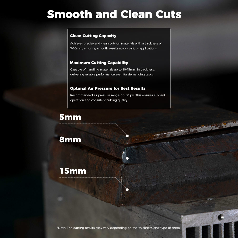 Mecpow CUT-50 plazmavágó, IGBT inverteres technológia, kettős feszültség 110V/220V, kontaktív indítás, intelligens ventilátor, 5-15 mm-es anyagok vágására