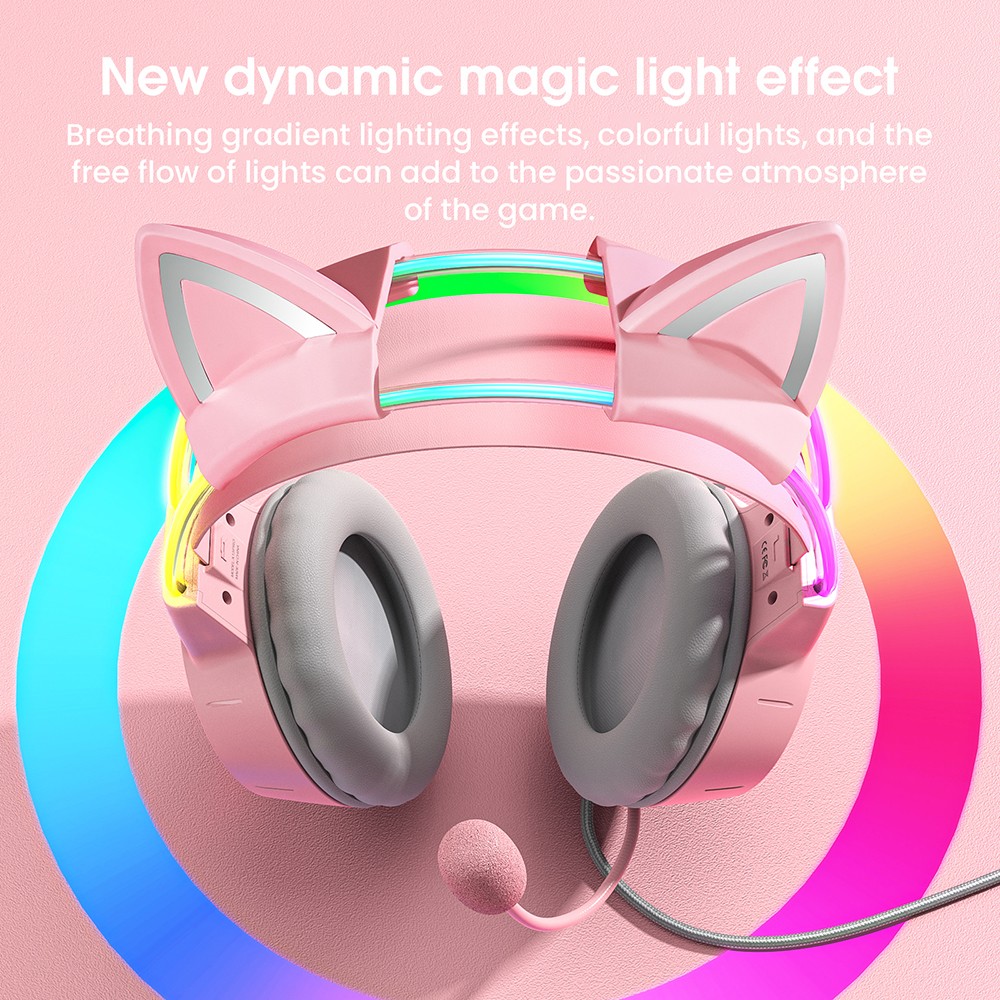 ONIKUMA X15 Pro Wired Gaming Headphones - Pink Cat Ear