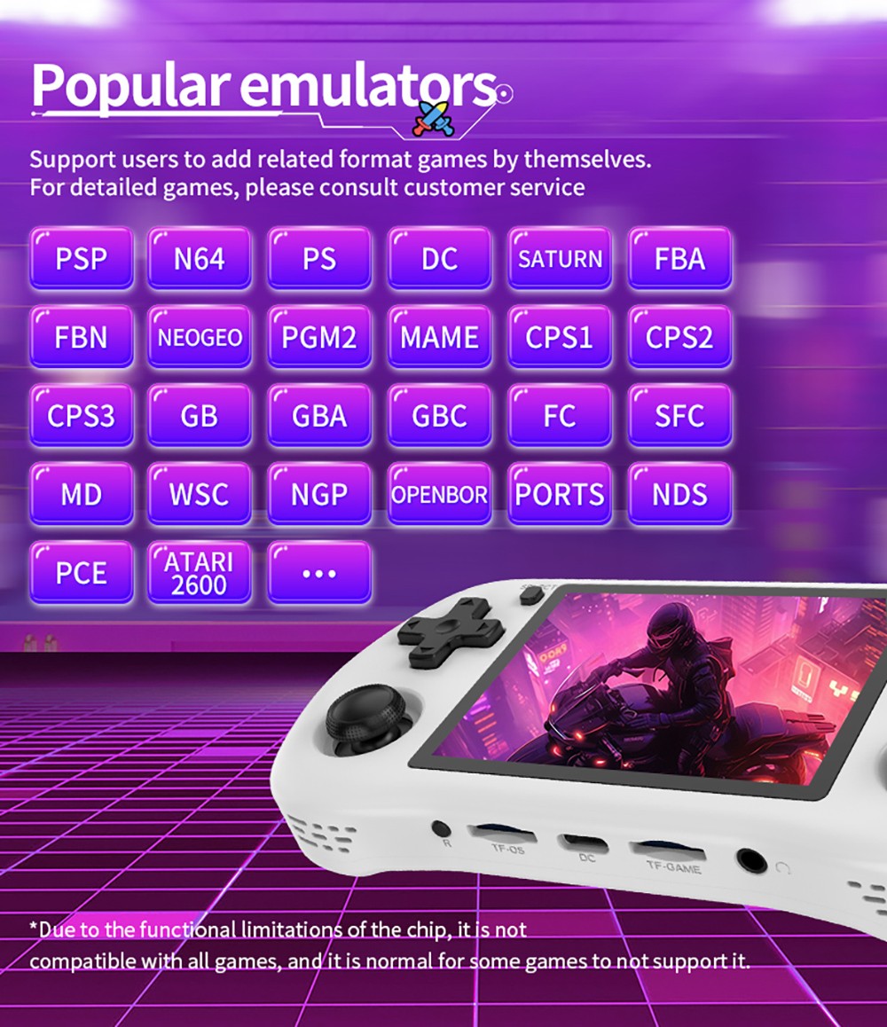 Powkiddy X35H Handheld Game Console, 3.5 inch IPS Screen, 16GB+128GB TF Card, Open Source Linux System, 6 Hours Playtime, HDMI Output - Black