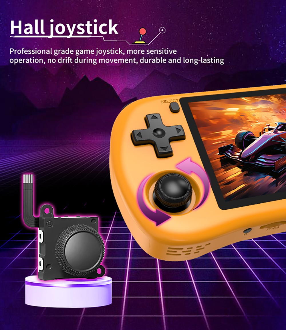 Powkiddy X35H Handheld Game Console, 3.5 inch IPS Screen, 16GB+64GB TF Card, Open Source Linux System, 6 Hours Playtime, HDMI Output - Black