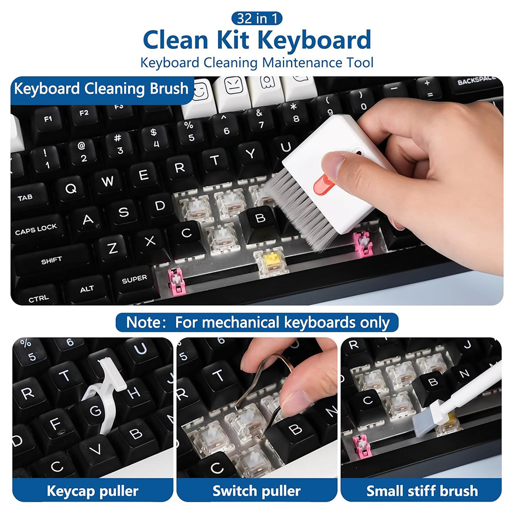 Q32 32 in 1 Multi-Purpose Keyboard Cleaning Kit for Electronics including Headphones, Mobile Phones, Computer, Monitor, Lens and etc.