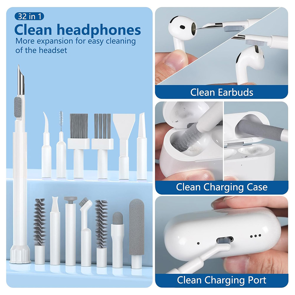 Q32 32 in 1 Multi-Purpose Keyboard Cleaning Kit for Electronics including Headphones, Mobile Phones, Computer, Monitor, Lens and etc.