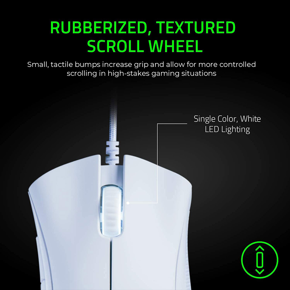 Razer DeathAdder Essential Gaming Mouse, 6400 DPI Optical Sensor, 5 Programmable Buttons, Mechanical Switches, Rubber Side Grips - White
