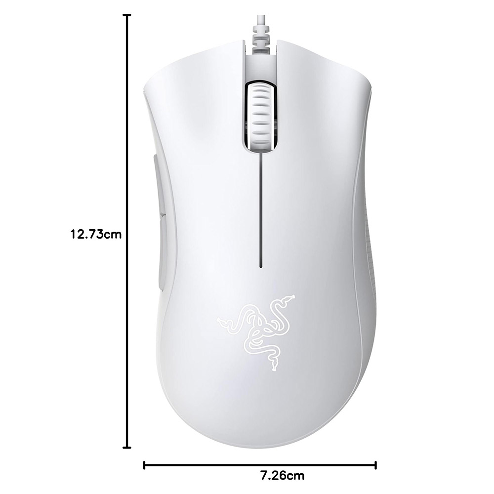 Razer DeathAdder Essential Gaming Mouse, 6400 DPI Optical Sensor, 5 Programmable Buttons, Mechanical Switches, Rubber Side Grips - White