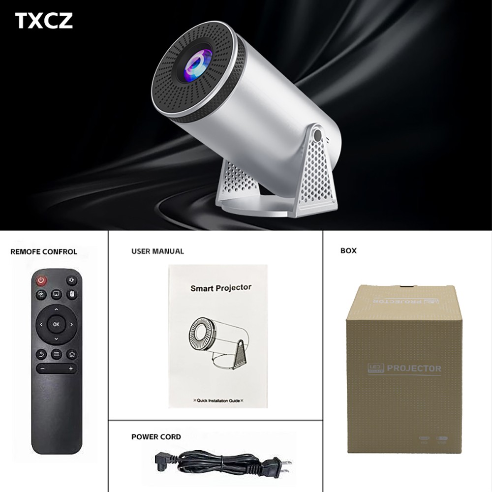 T8 Pro Projector, Ultra Fast Wireless Connection, Bluetooth5.0 4K 8K HD Android 12 WiFi, Black - US Plug