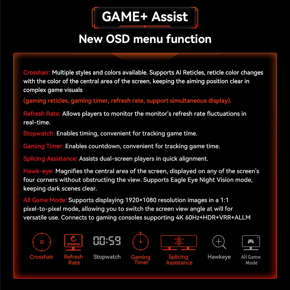 TITAN ARMY P2510S PLUS 24.5 inch Gaming Monitor, 2560*1440 16:9 Fast IPS Screen, 240Hz Refresh Rate, HDR50, 123% sRGB, Adaptive-Sync, Dynamic OD, Game+ Assist, 12 Scenario Modes, PIP & PBP Display, Low Blue Light, Height-adjustable Swivel Stand