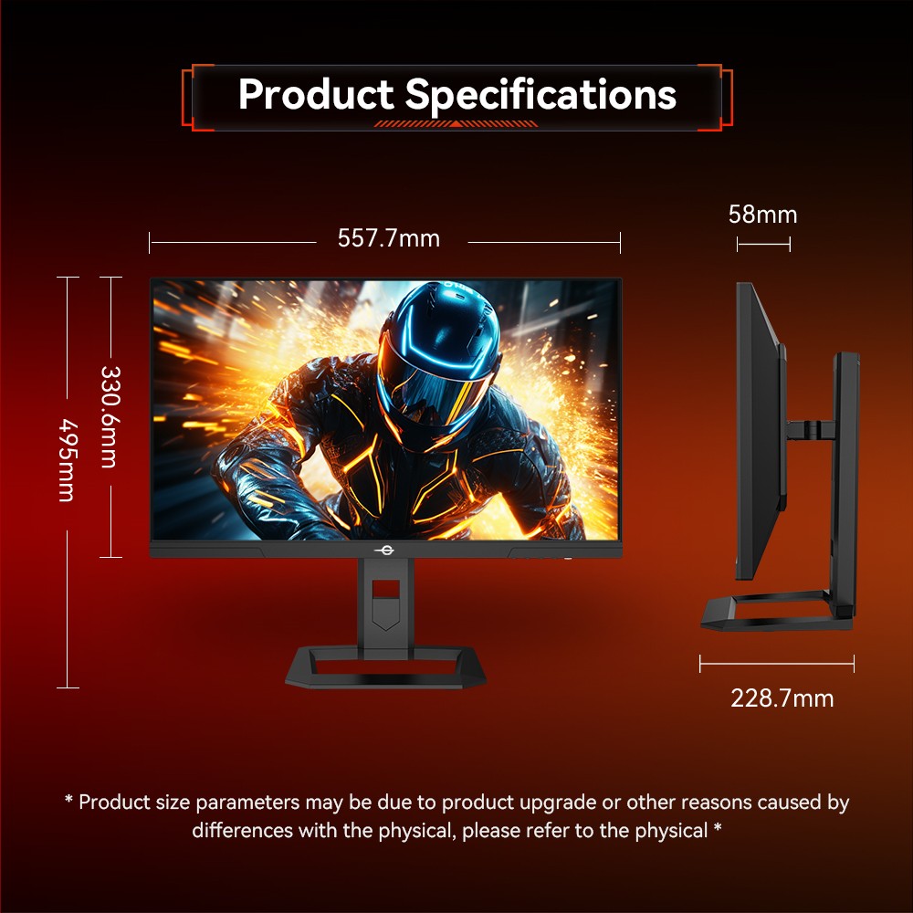 TITAN ARMY P2510S PLUS 24.5 inch Gaming Monitor, 2560*1440 16:9 Fast IPS Screen, 240Hz Refresh Rate, HDR50, 123% sRGB, Adaptive-Sync, Dynamic OD, Game+ Assist, 12 Scenario Modes, PIP & PBP Display, Low Blue Light, Height-adjustable Swivel Stand
