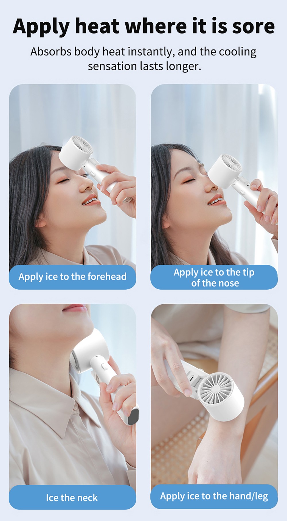 WT21 Portable Handheld Fan, Cooling, 3600mAh Battery, High-speed Motor, 180° Foldable, LED Digital Display, 100-level Speed Adjustment, Black