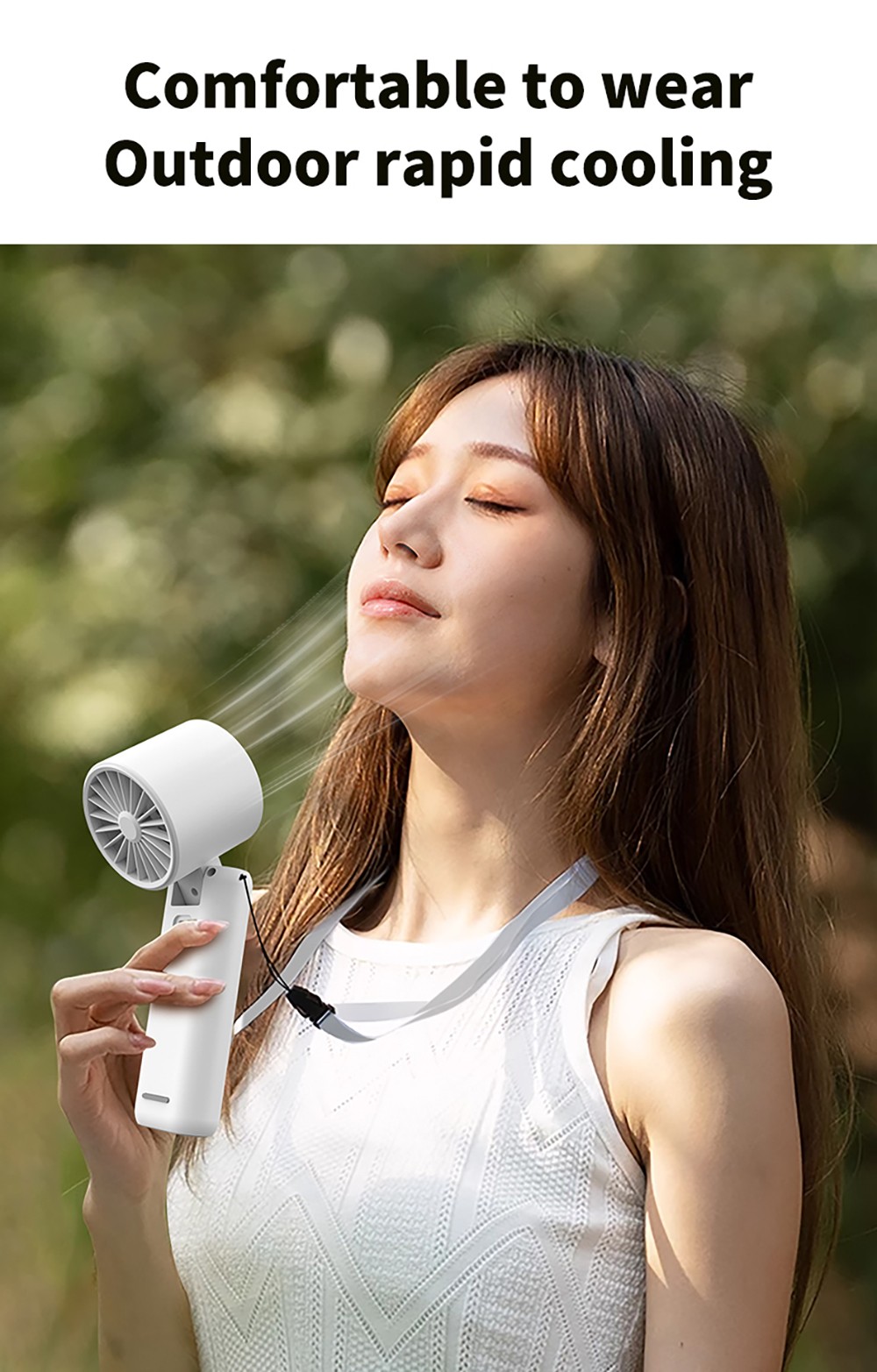 WT21 Portable Handheld Fan, Cooling, 3600mAh Battery, High-speed Motor, 180° Foldable, LED Digital Display, 100-level Speed Adjustment, Black