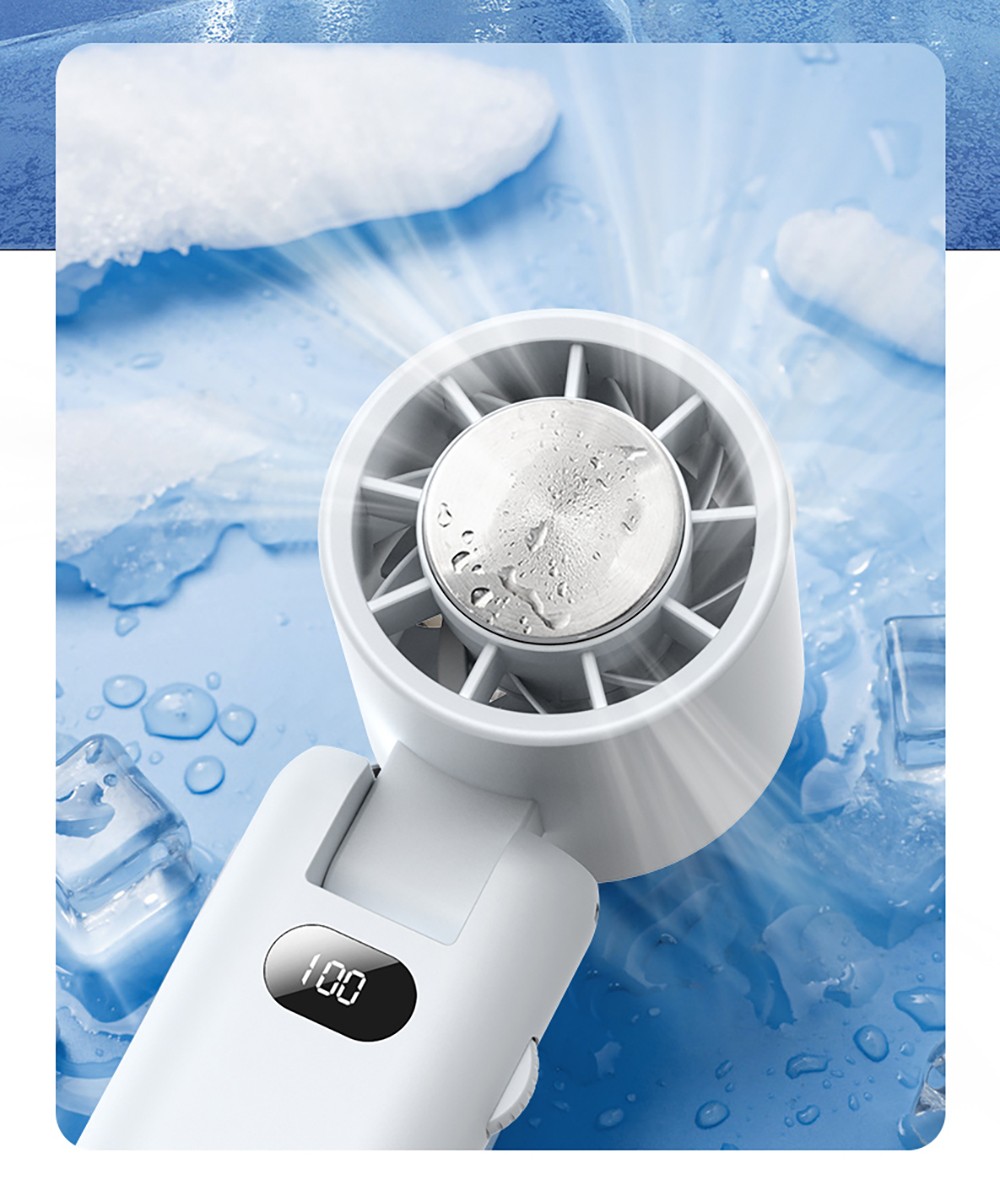 WT21 Portable Handheld Fan, Cooling, 3600mAh Battery, High-speed Motor, 180° Foldable, LED Digital Display, 100-level Speed Adjustment, Black